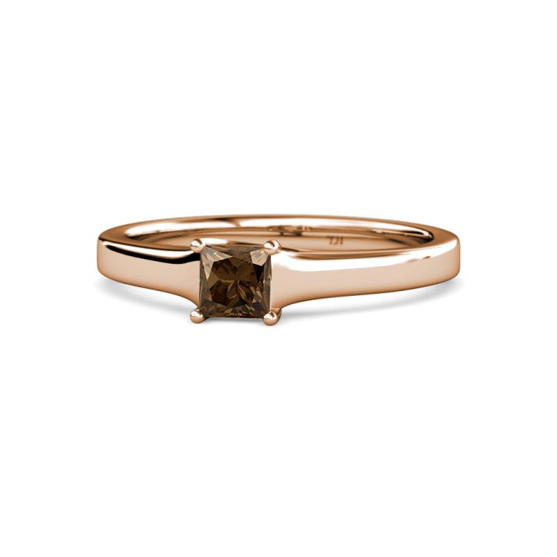 Jemima Princess Cut Smoky Quartz Solitaire Engagement Ring 