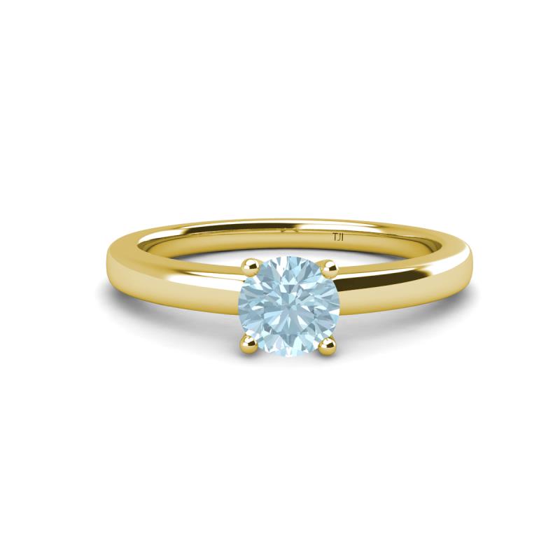Kyle 6.50 mm Round Aquamarine Solitaire Engagement Ring 