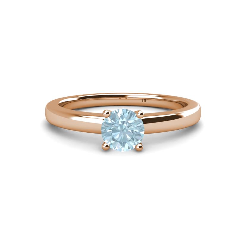 Kyle 6.50 mm Round Aquamarine Solitaire Engagement Ring 