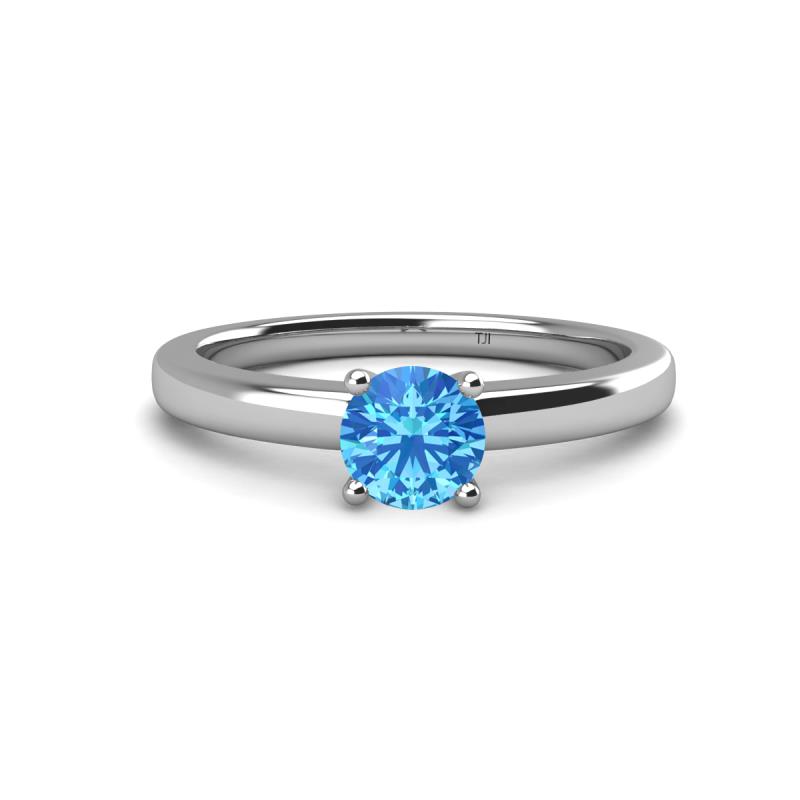Kyle 6.50 mm Round Blue Topaz Solitaire Engagement Ring 
