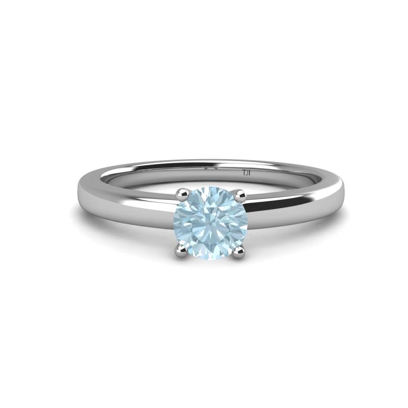 Kyle 6.50 mm Round Aquamarine Solitaire Engagement Ring 