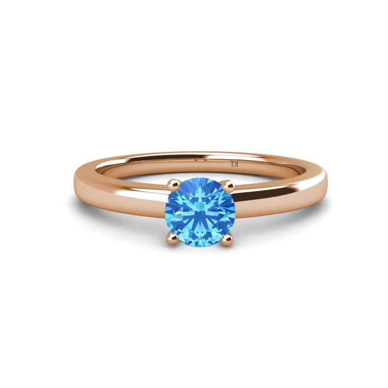 Kyle 6.50 mm Round Blue Topaz Solitaire Engagement Ring 