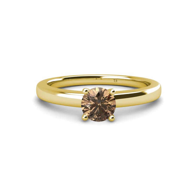 Kyle 6.50 mm Round Smoky Quartz Solitaire Engagement Ring 