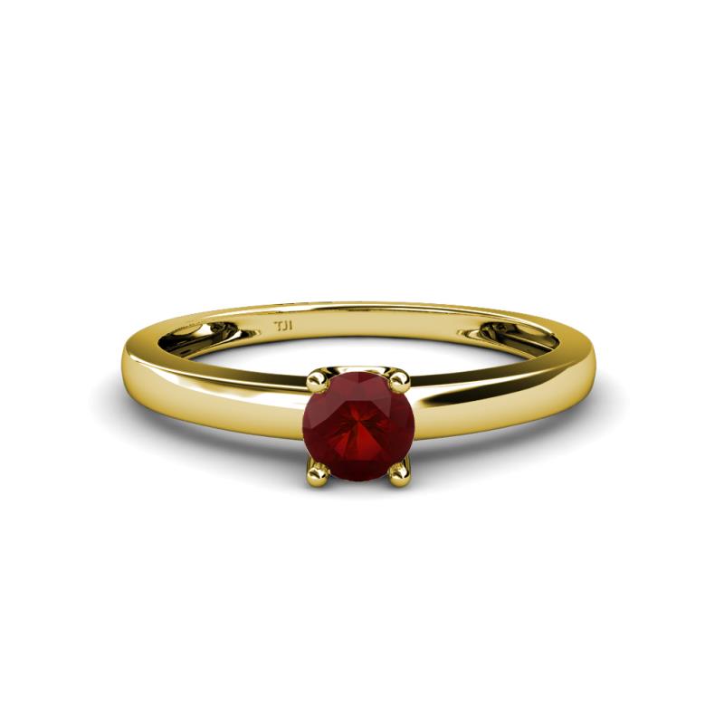 Ilone Red Garnet Solitaire Engagement Ring 