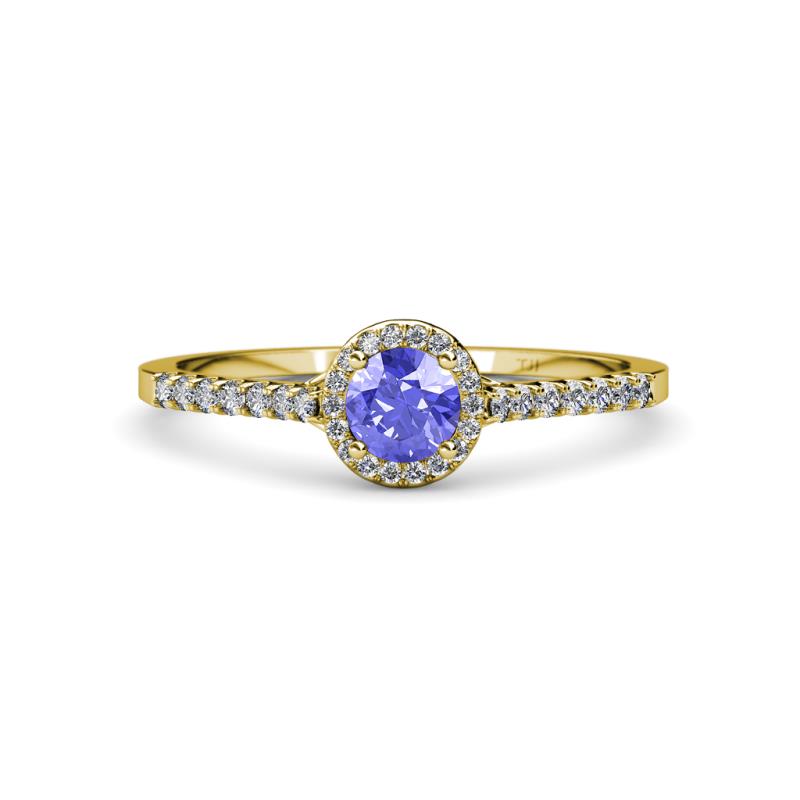 Lore Tanzanite and Diamond Halo Bridal Set Ring 