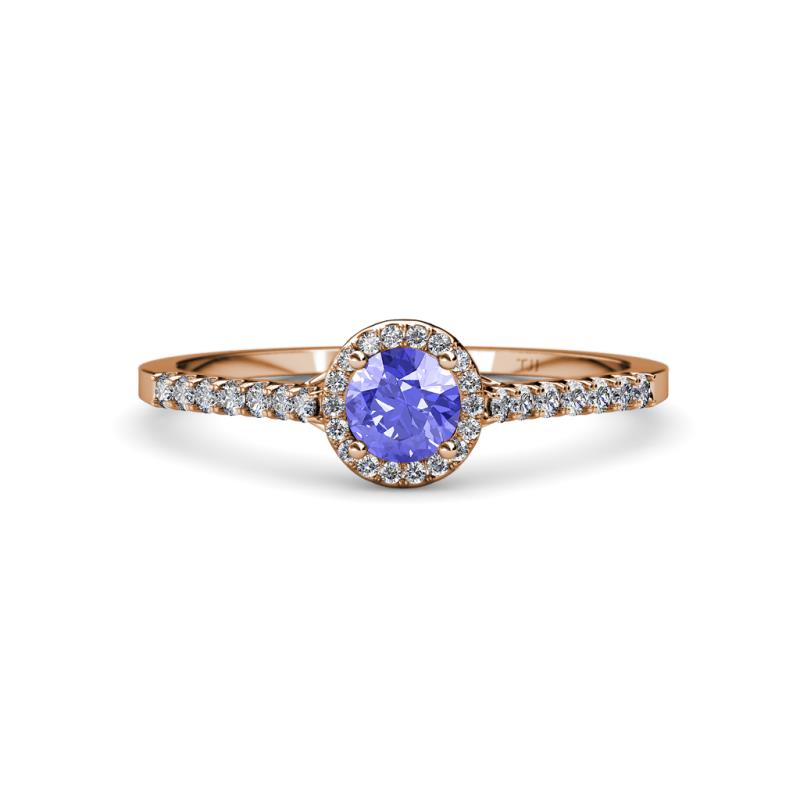 Lore Tanzanite and Diamond Halo Bridal Set Ring 