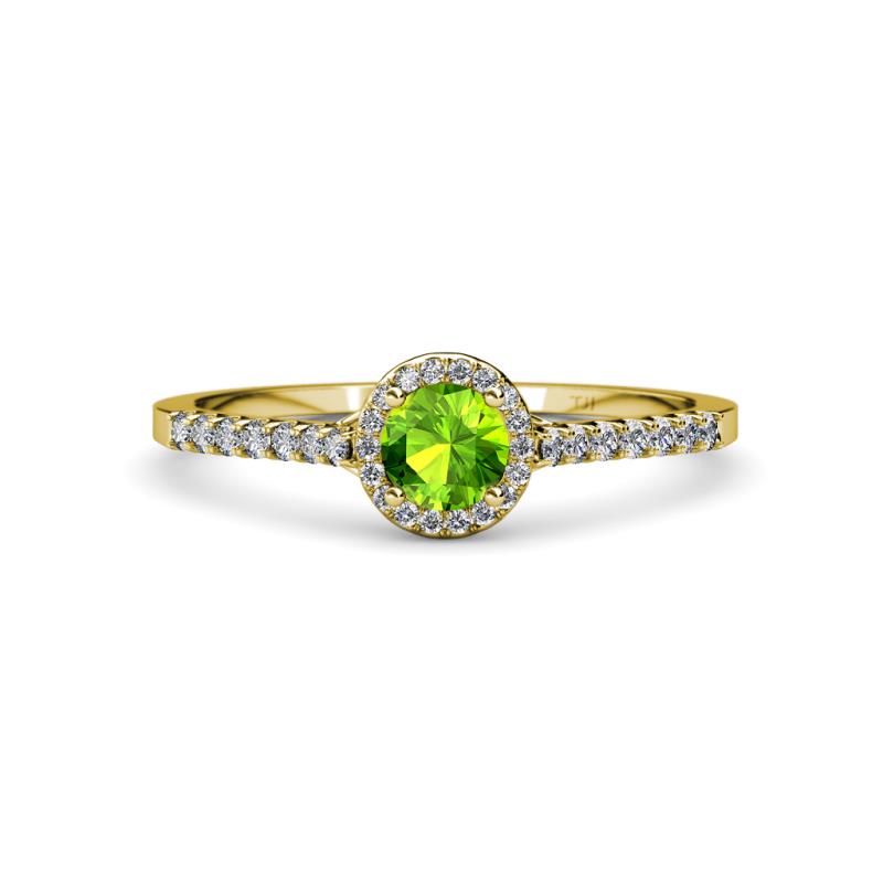 Lore Peridot and Diamond Halo Bridal Set Ring 