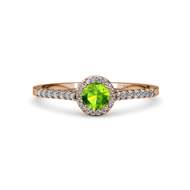 Lore Peridot and Diamond Halo Bridal Set Ring 