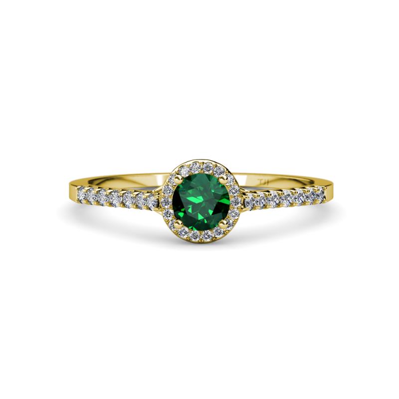 Lore Emerald and Diamond Halo Bridal Set Ring 