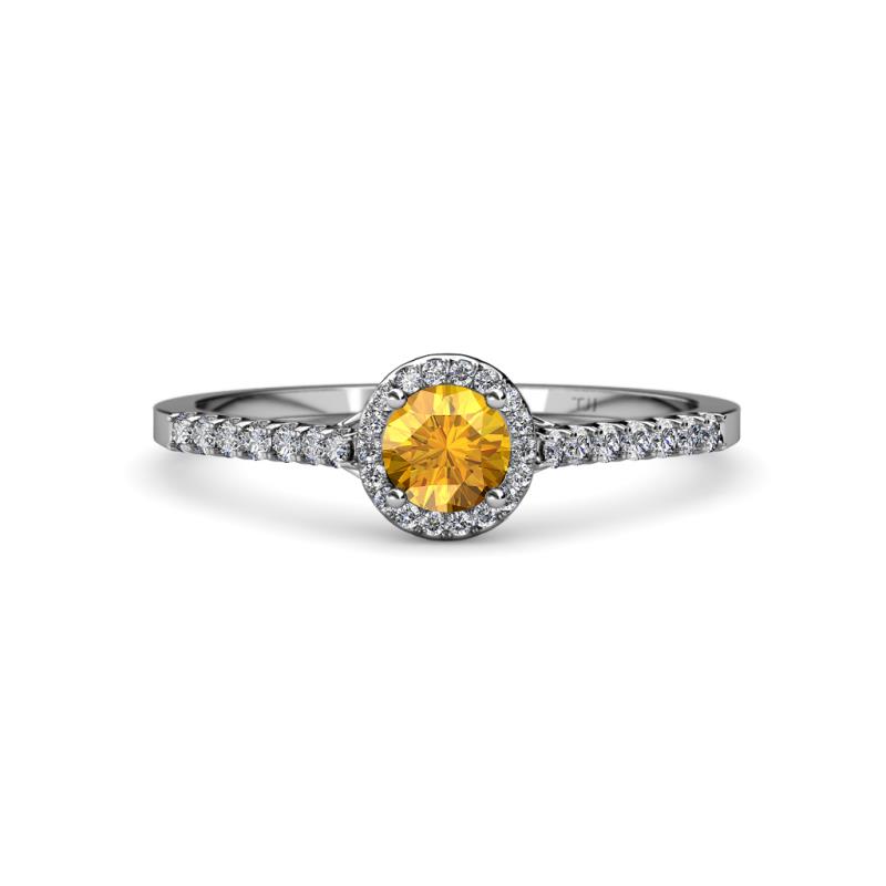 Lore Citrine and Diamond Halo Bridal Set Ring 