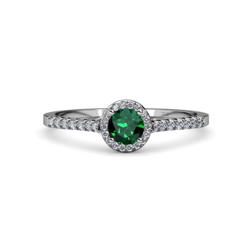 Lore Emerald and Diamond Halo Bridal Set Ring 