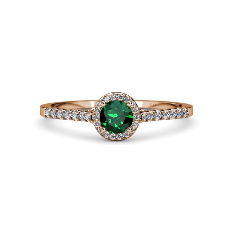 Lore Emerald and Diamond Halo Bridal Set Ring 