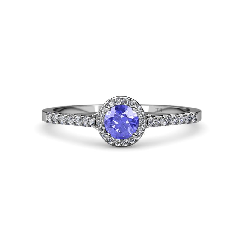 Lore Tanzanite and Diamond Halo Bridal Set Ring 