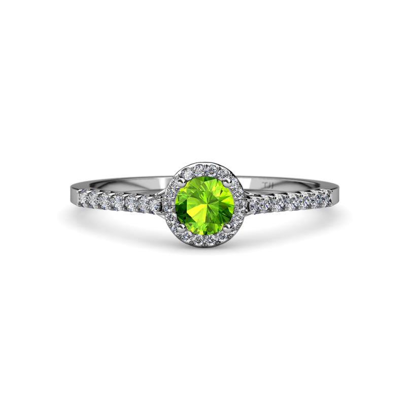 Lore Peridot and Diamond Halo Bridal Set Ring 