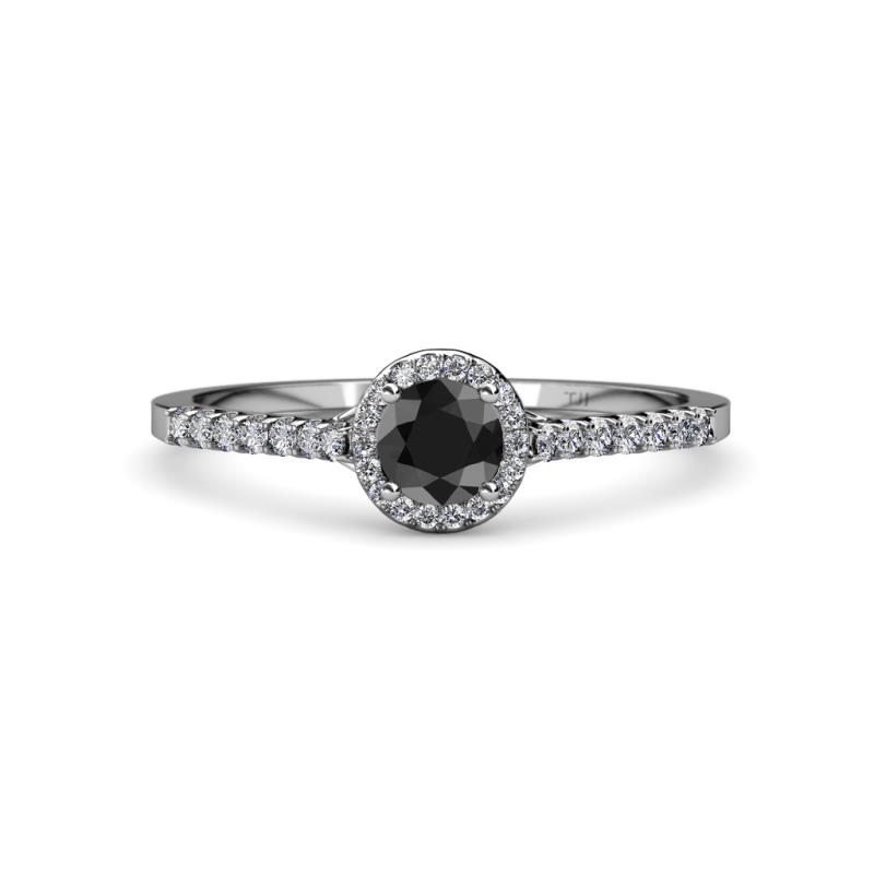 Lore Black and White Diamond Halo Bridal Set Ring 