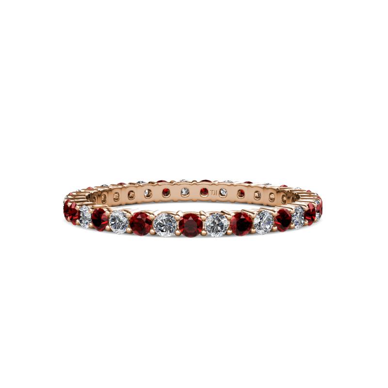 Zannah 2.00 mm Red Garnet and Diamond Eternity Band 