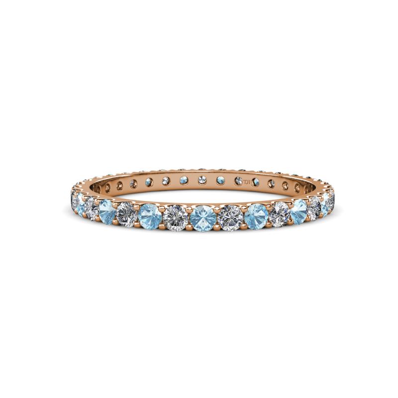 Audrey 2.00 mm Aquamarine and Diamond U Prong Eternity Band 