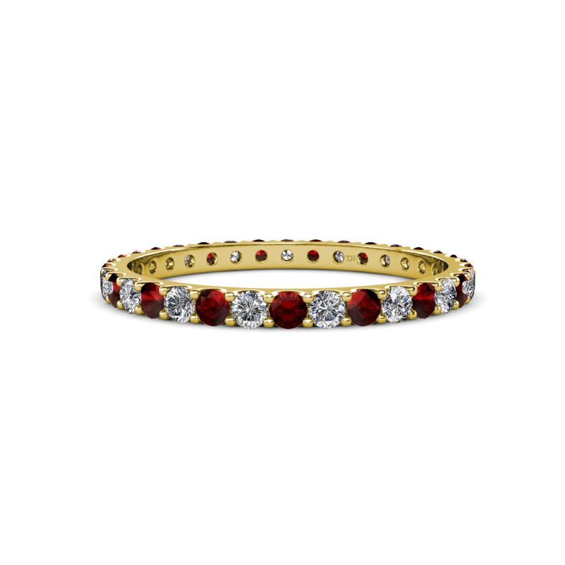 Audrey 2.00 mm Red Garnet and Diamond U Prong Eternity Band 