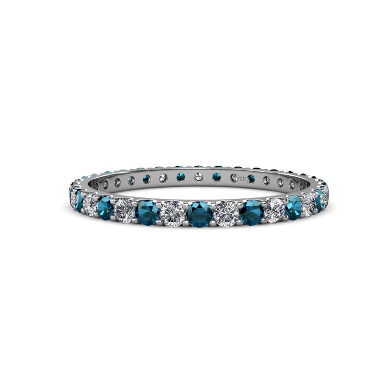 Audrey 2.00 mm Blue and White Diamond U Prong Eternity Band 