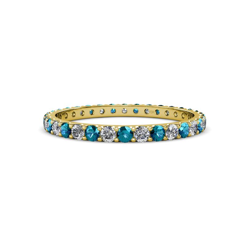 Audrey 2.00 mm London Blue Topaz and Diamond U Prong Eternity Band 