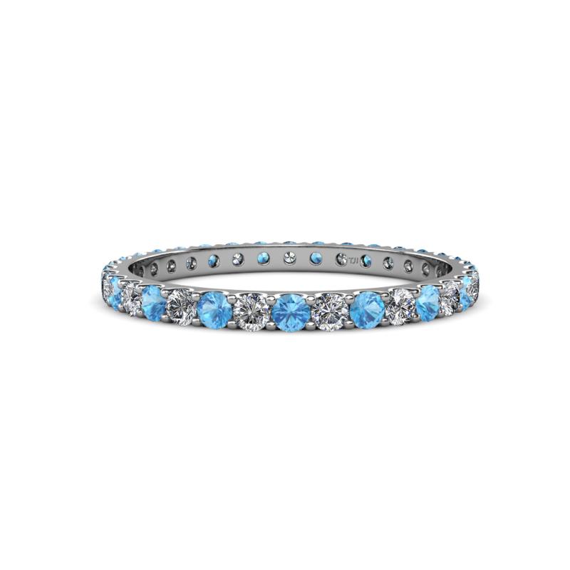 Audrey 2.00 mm Blue Topaz and Diamond Eternity Band 