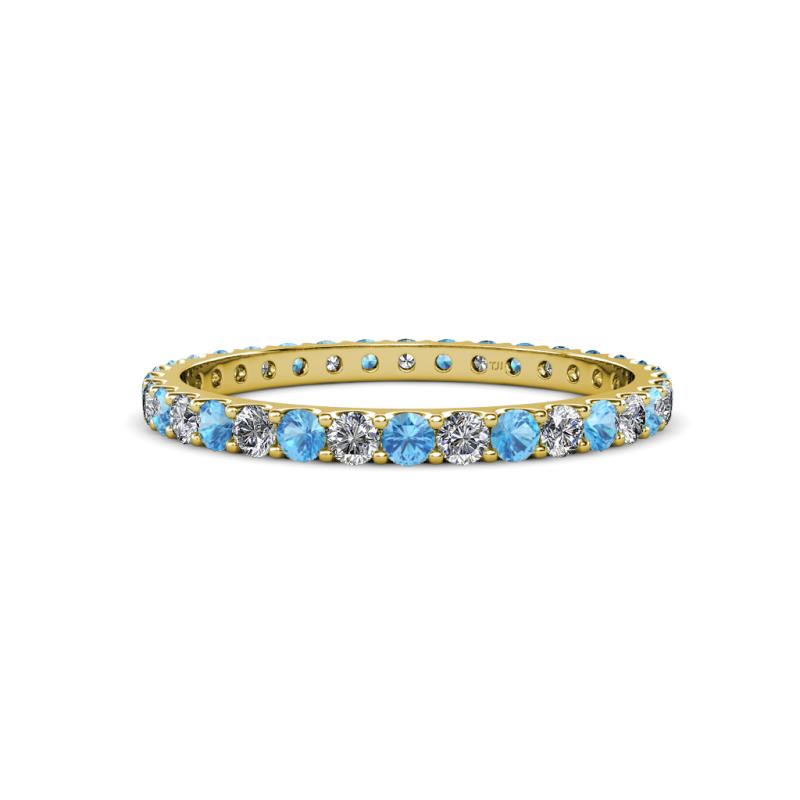 Audrey 2.00 mm Blue Topaz and Diamond Eternity Band 