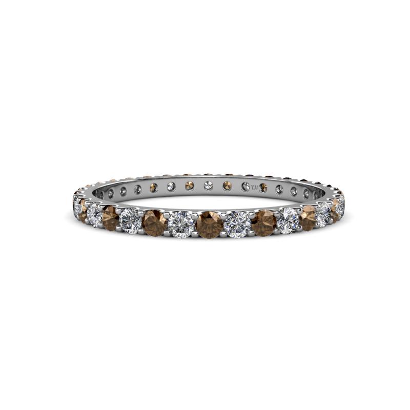 Audrey 2.00 mm Smoky Quartz and Diamond Eternity Band 