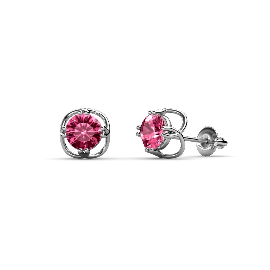 Alma Pink Tourmaline (5mm) Open Tulip Stud Earrings 
