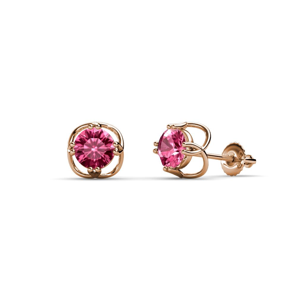Alma Pink Tourmaline (5mm) Open Tulip Stud Earrings 
