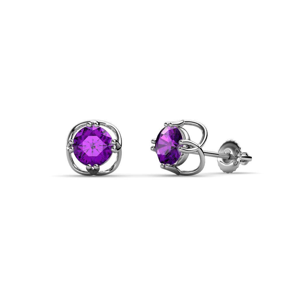 Alma Amethyst (5mm) Open Tulip Stud Earrings 