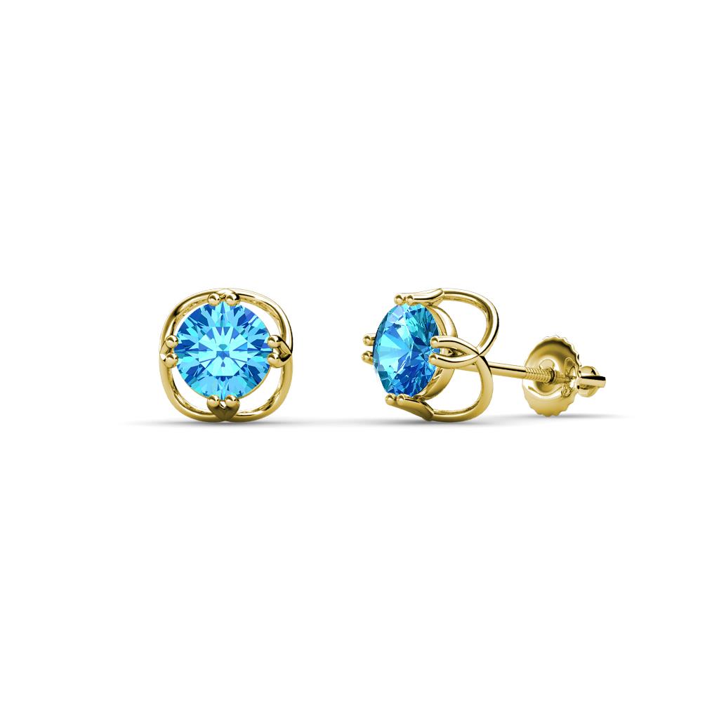 Alma Blue Topaz (5mm) Open Tulip Stud Earrings 