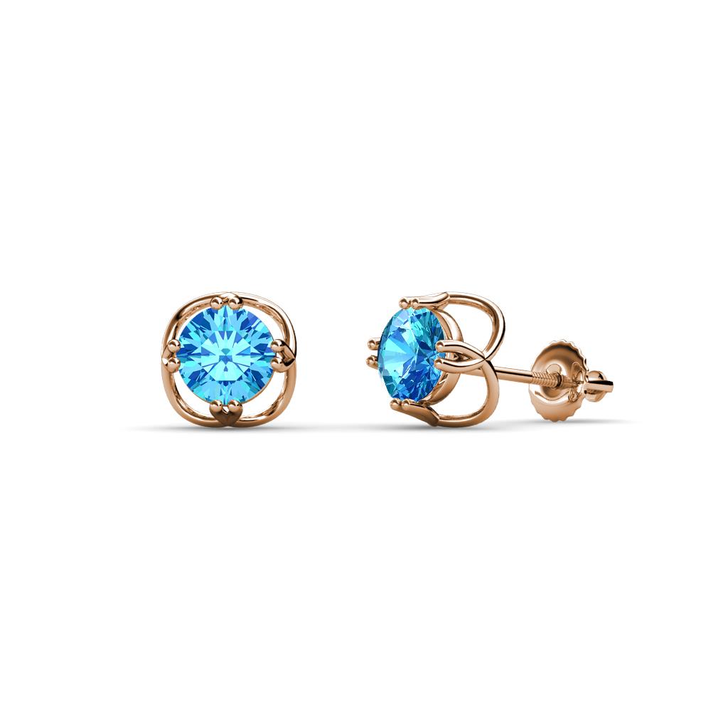 Alma Blue Topaz (5mm) Open Tulip Stud Earrings 