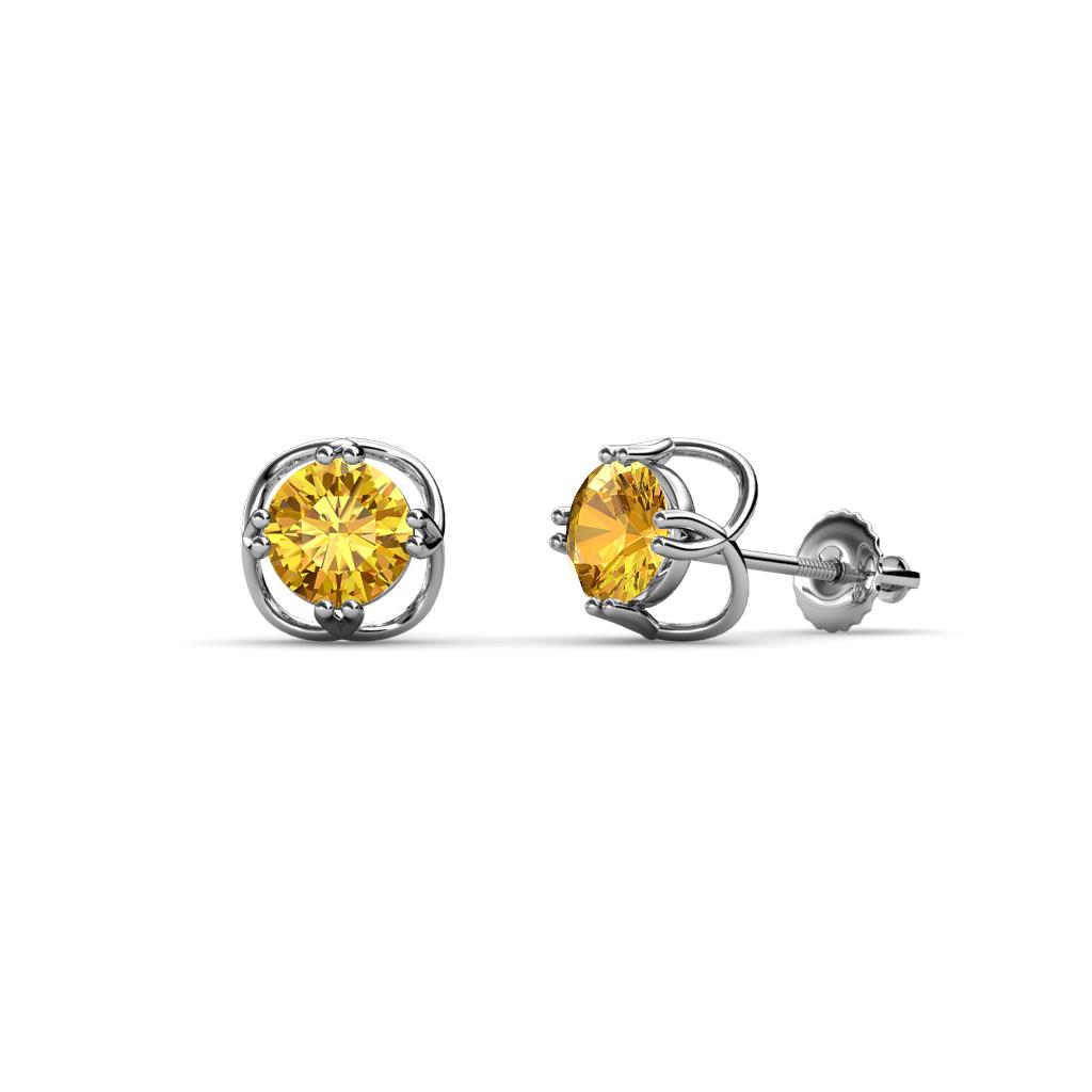 Alma Citrine (5mm) Open Tulip Stud Earrings 