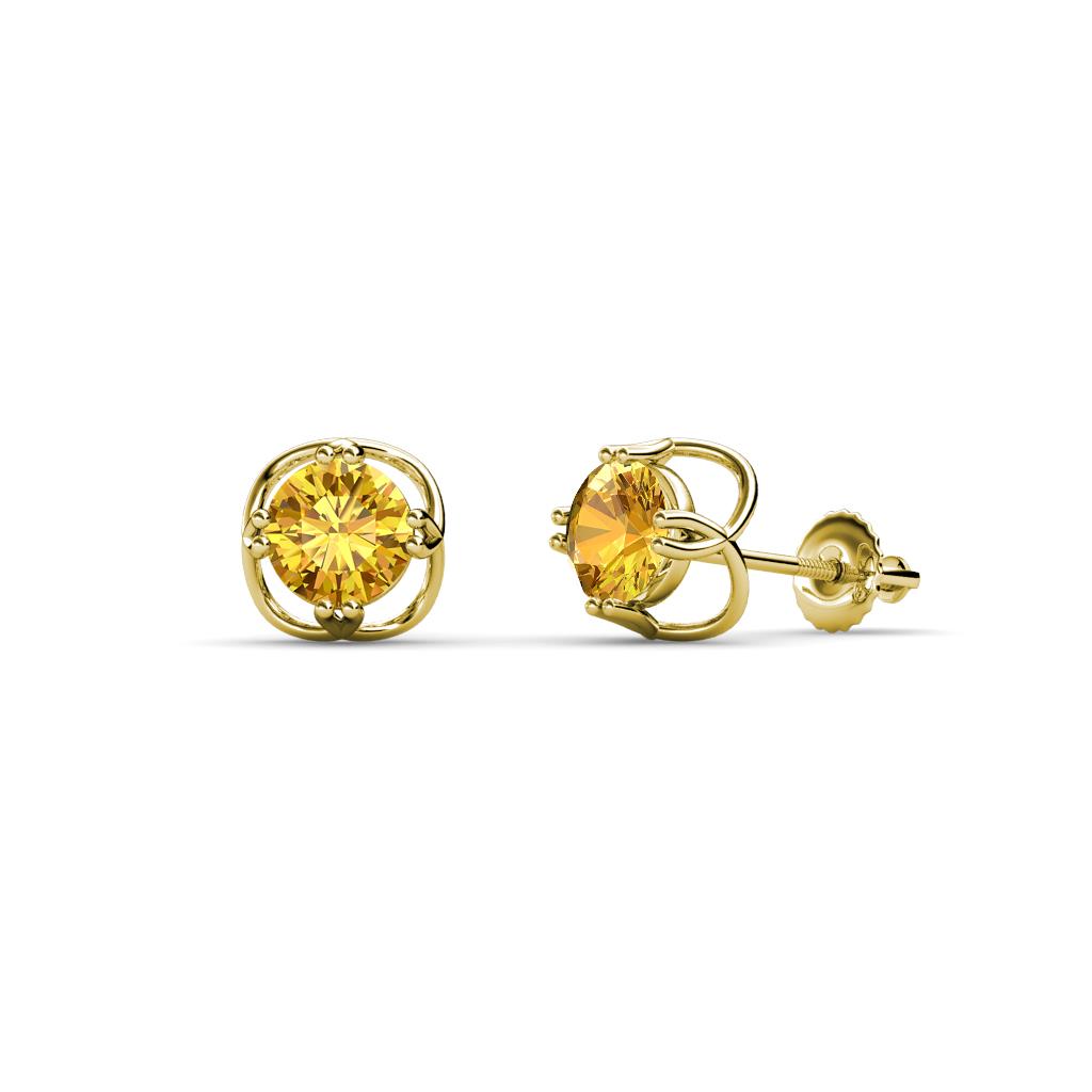 Alma Citrine (5mm) Open Tulip Stud Earrings 