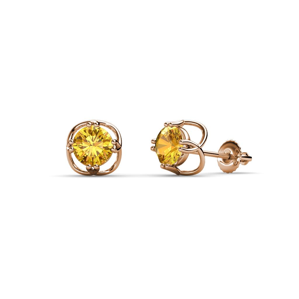 Alma Citrine (5mm) Open Tulip Stud Earrings 