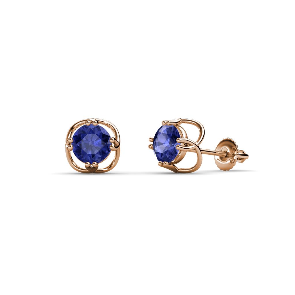 Alma Iolite (5mm) Open Tulip Stud Earrings 