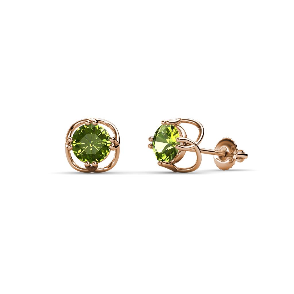 Alma Peridot (5mm) Open Tulip Stud Earrings 