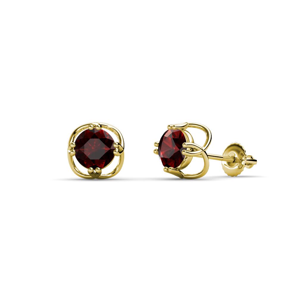 Alma Red Garnet (5mm) Open Tulip Stud Earrings 