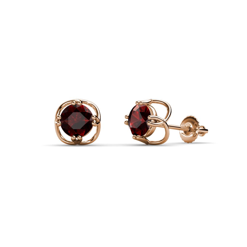 Alma Red Garnet (5mm) Open Tulip Stud Earrings 