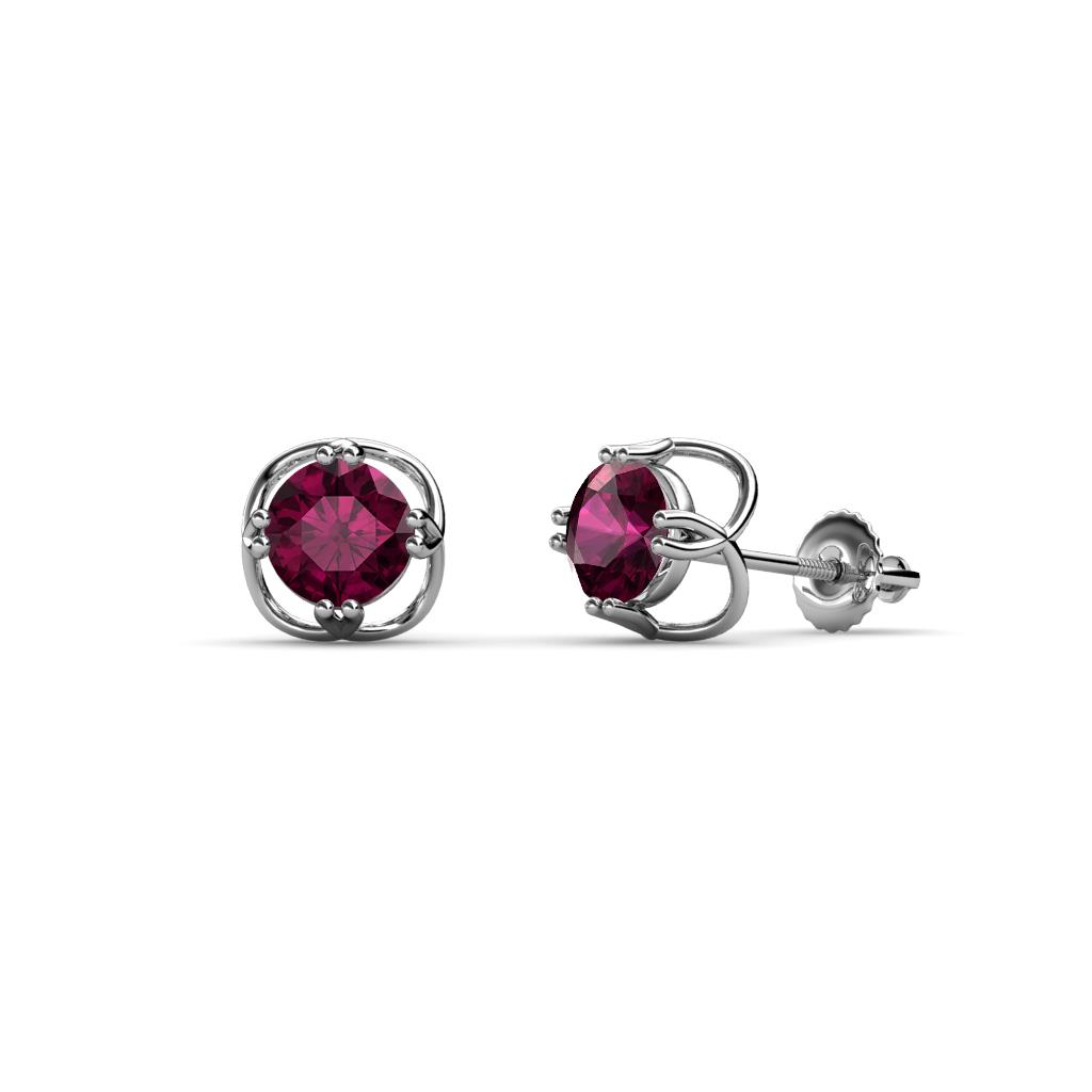 Alma Rhodolite Garnet (5mm) Open Tulip Stud Earrings 