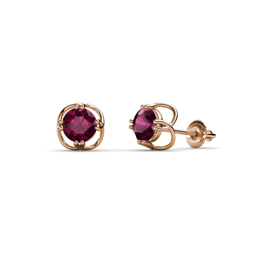 Alma Rhodolite Garnet (5mm) Open Tulip Stud Earrings 