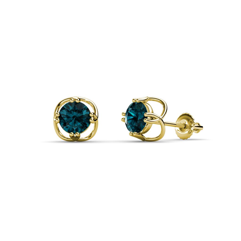Alma London Blue Topaz (5mm) Open Tulip Stud Earrings 