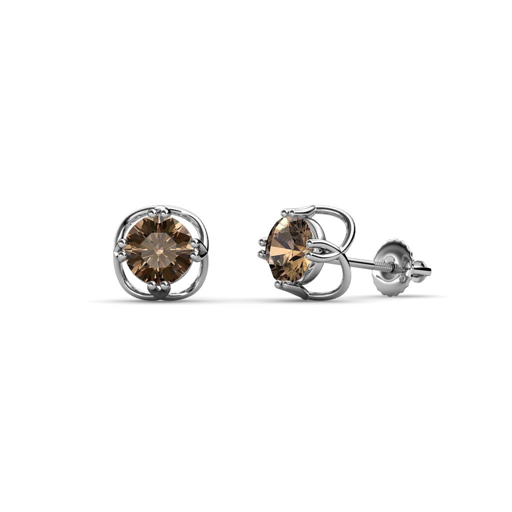 Alma Smoky Quartz (5mm) Open Tulip Stud Earrings 