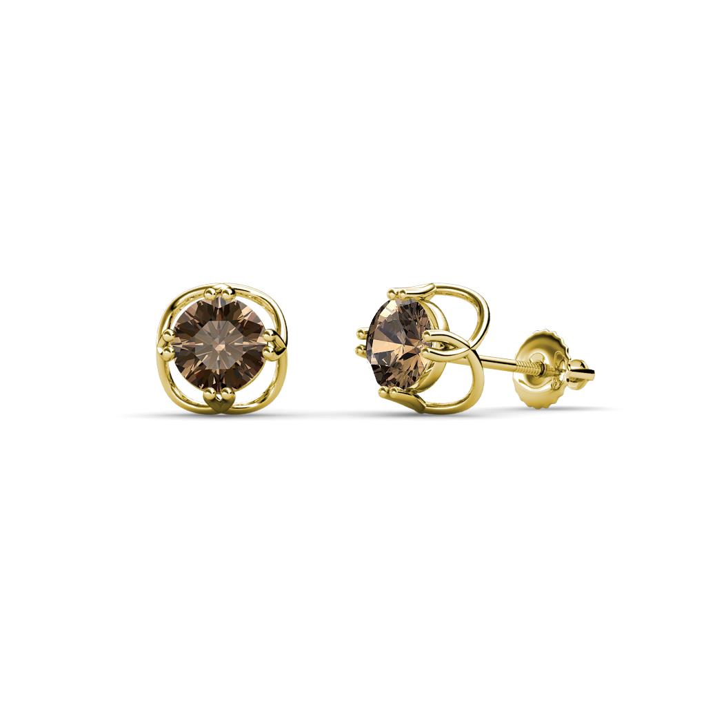 Alma Smoky Quartz (5mm) Open Tulip Stud Earrings 