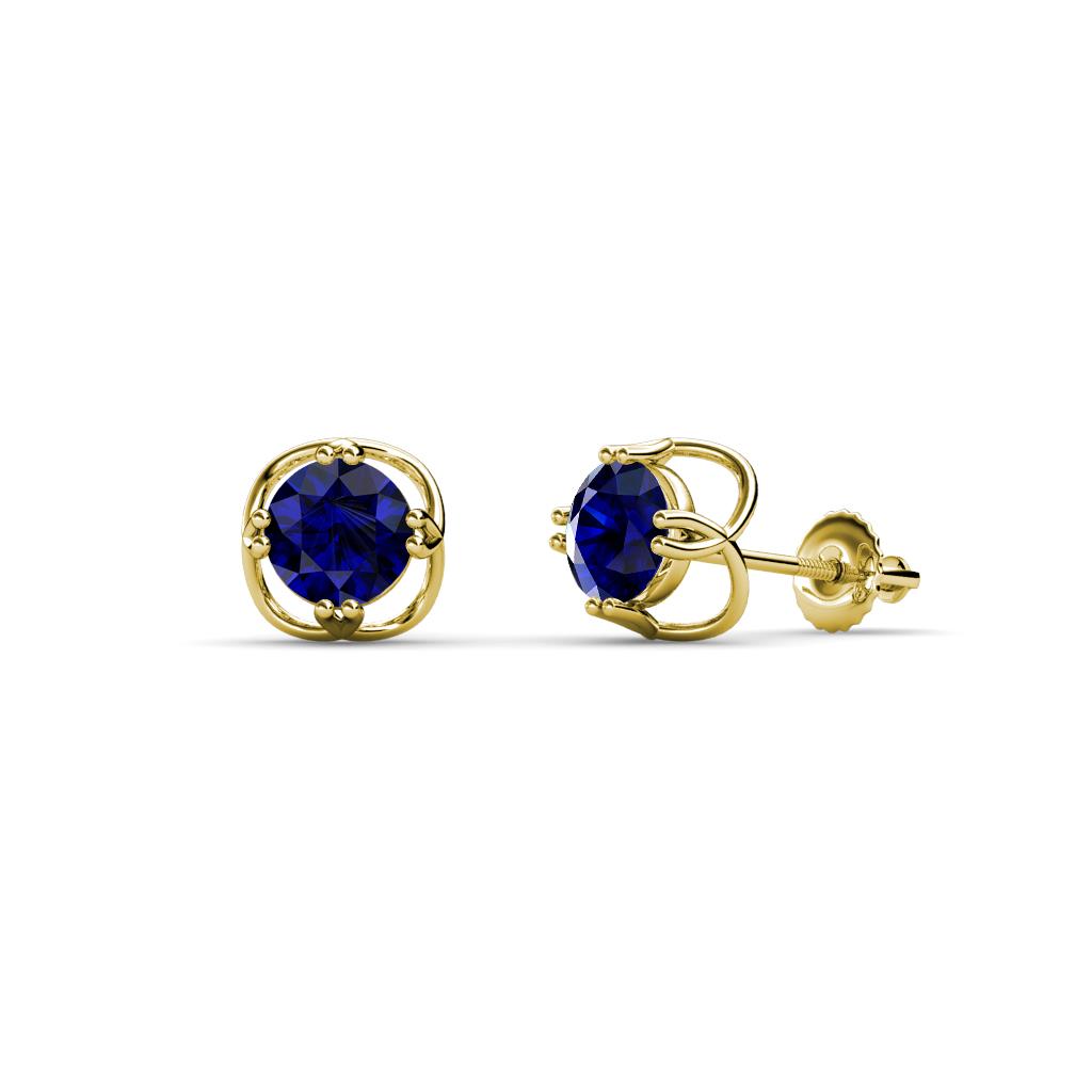 Alma Blue Sapphire (5mm) Open Tulip Stud Earrings 