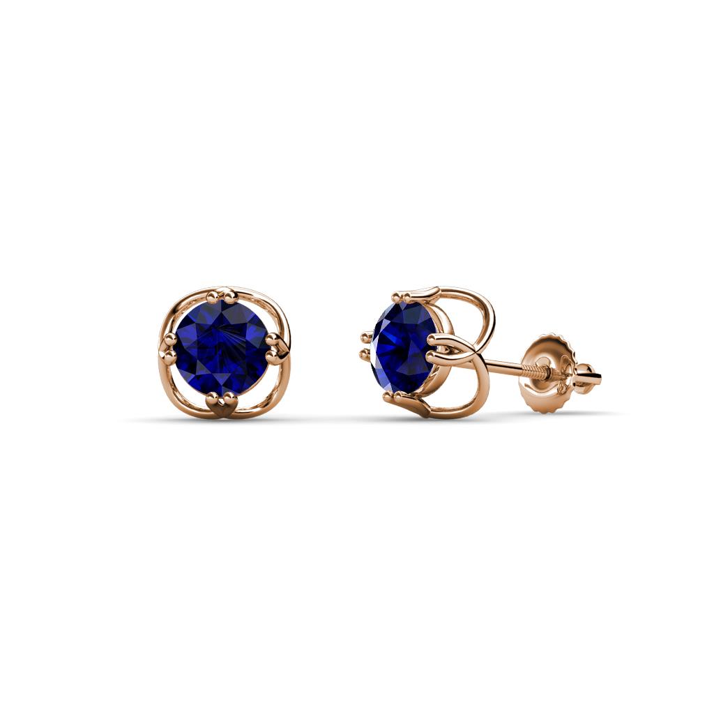Alma Blue Sapphire (5mm) Open Tulip Stud Earrings 