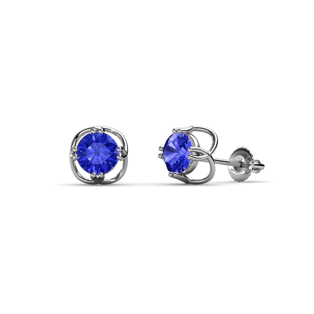 Alma Tanzanite (5mm) Open Tulip Stud Earrings 