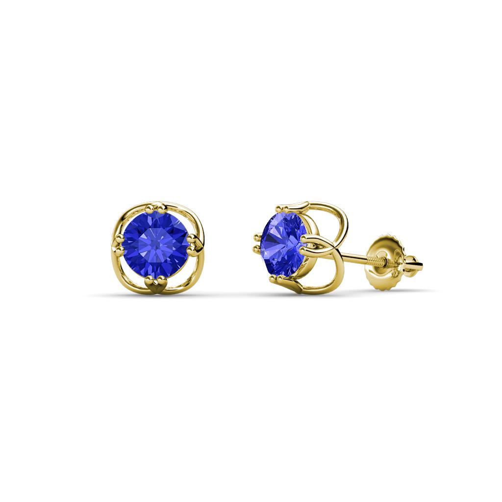 Alma Tanzanite (5mm) Open Tulip Stud Earrings 