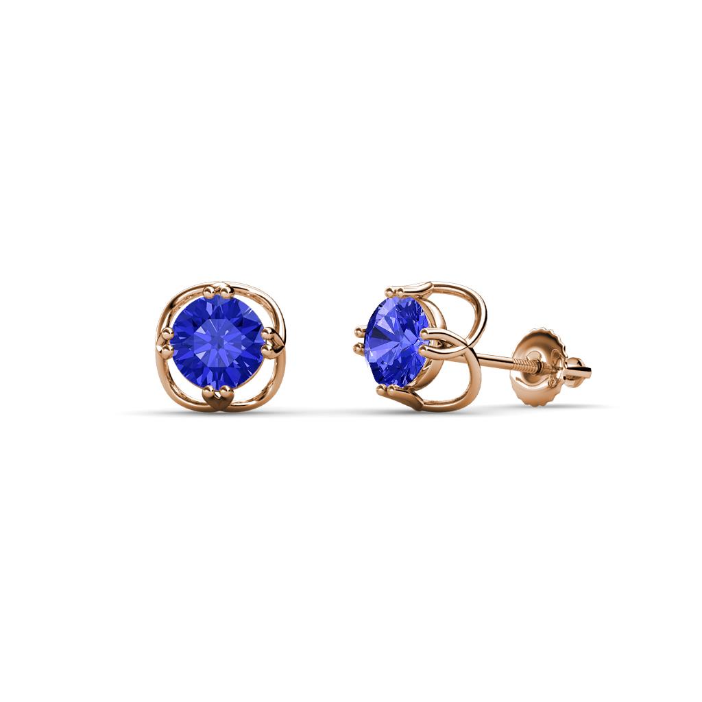 Alma Tanzanite (5mm) Open Tulip Stud Earrings 