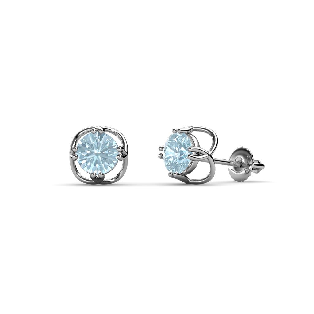 Alma Aquamarine (5mm) Open Tulip Stud Earrings 